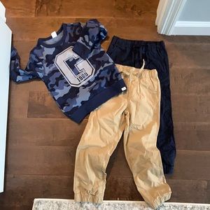 GAP, 2 pair of pants and sweatshirts. Never worn.
